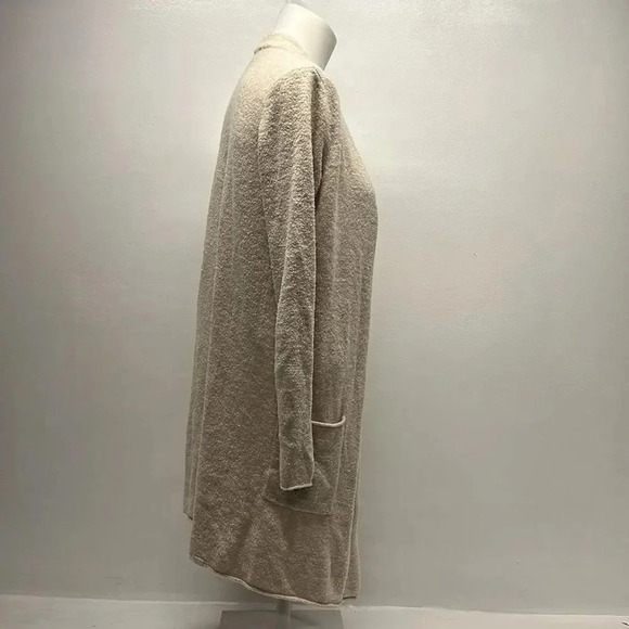 Barefoot Dreams CozyChic Lite Long Weekend Cardi Open Front Cardigan Tan Small - Picture 5 of 11